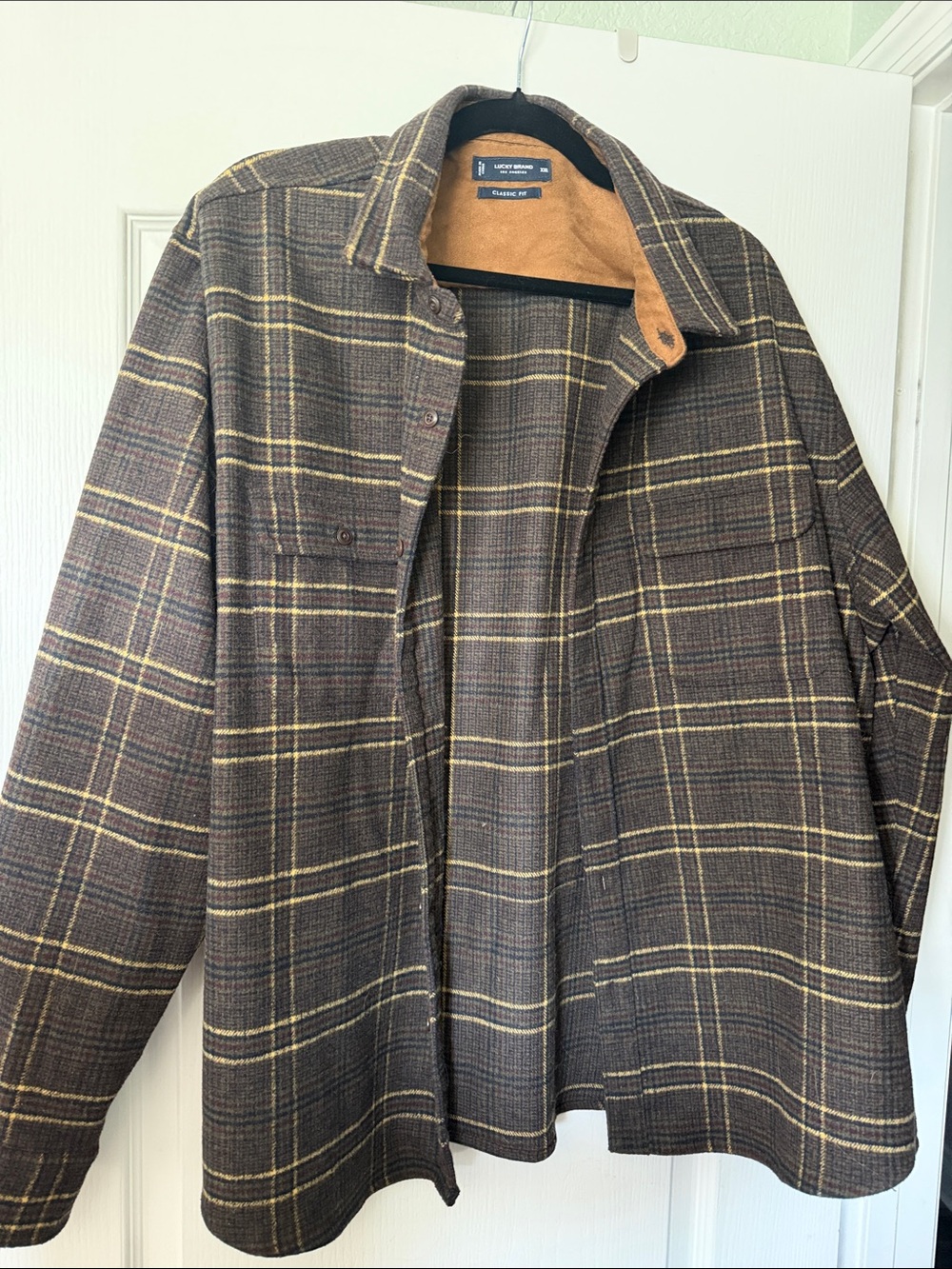 Lucky Brand | Men's Brown Wool Blend Utility Long Sleeve Overshirt